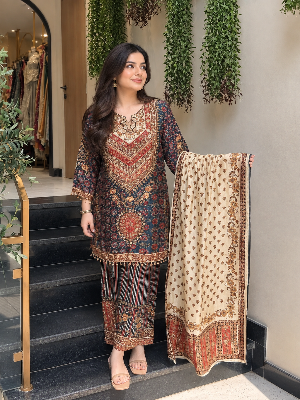 Kareena Kapoor Multicolor Printed Embroidered Suit Set_160
