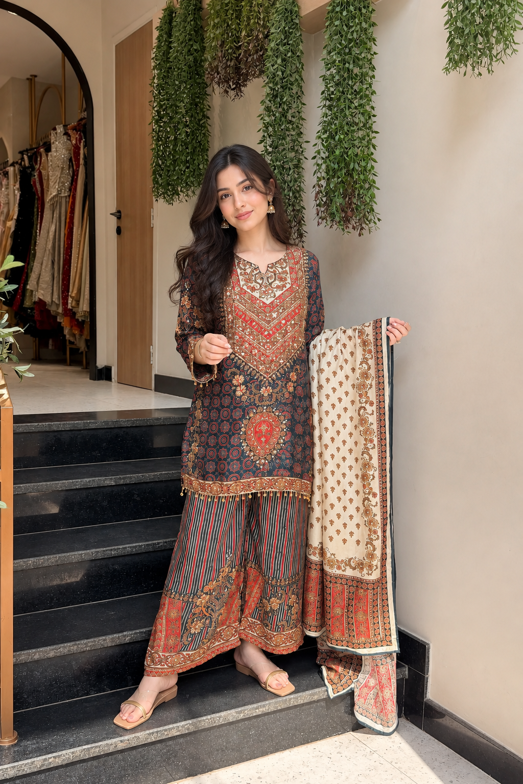 Kareena Kapoor Multicolor Printed Embroidered Suit Set_160