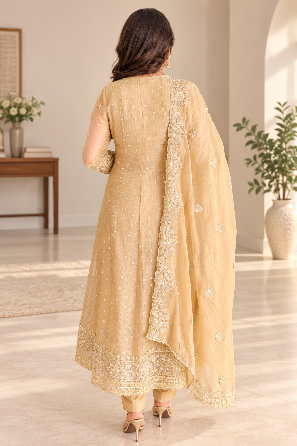 Beige Gold Salsa Embroidered Anarkali Set _171