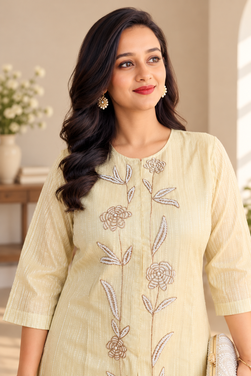 Golden Salsa Crush Tissue Embroidered 2 PC Jacket Set _174