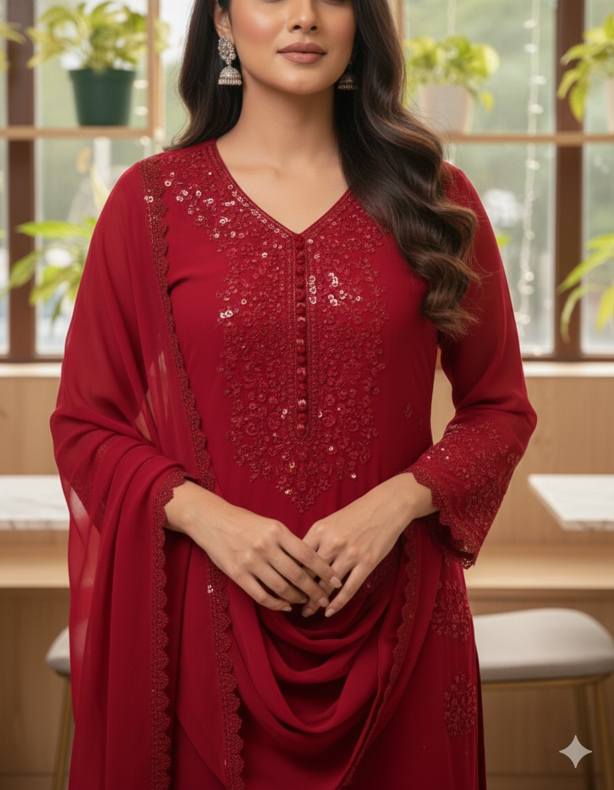 Red Georgette Dress_005