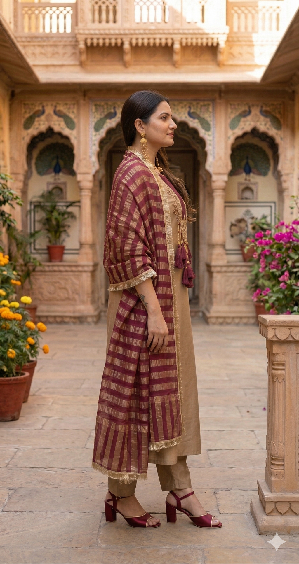 Iconic Jhumka Maroon Suit _090