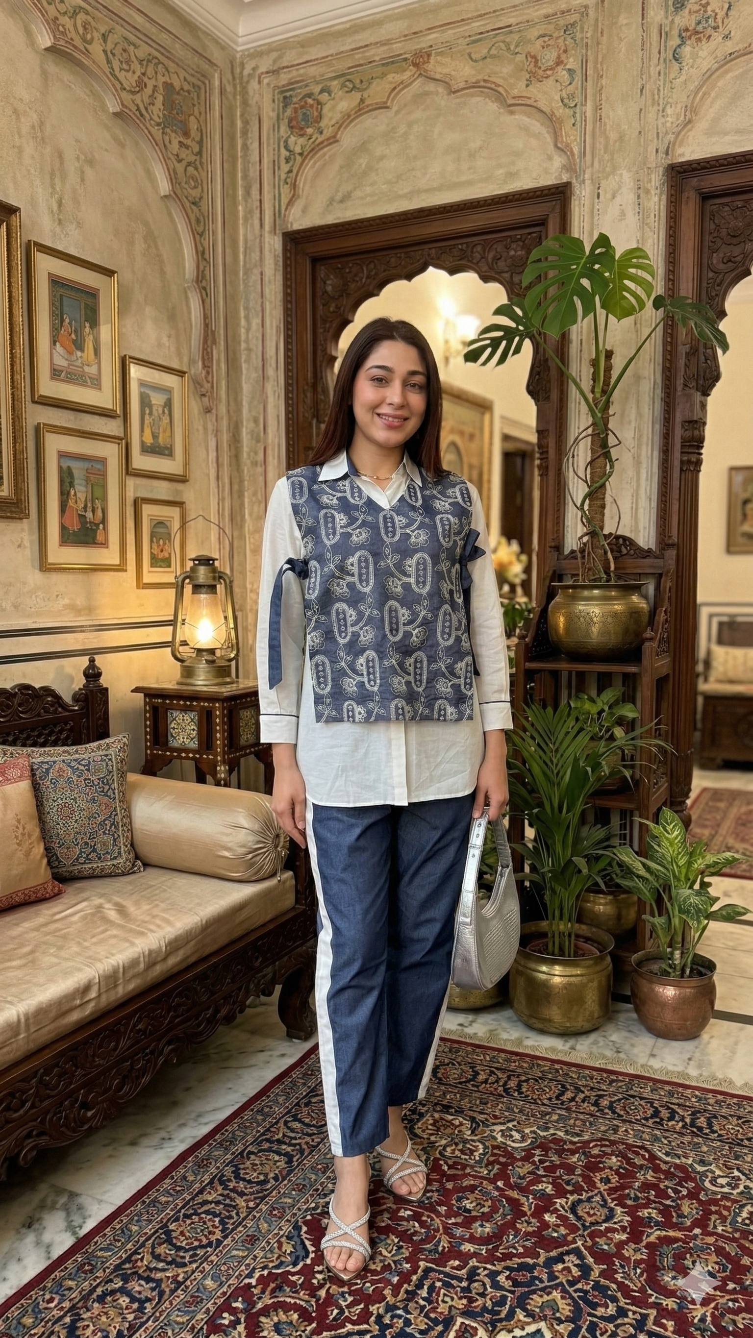 Denim cotton co-ord set with Blue jacket_074