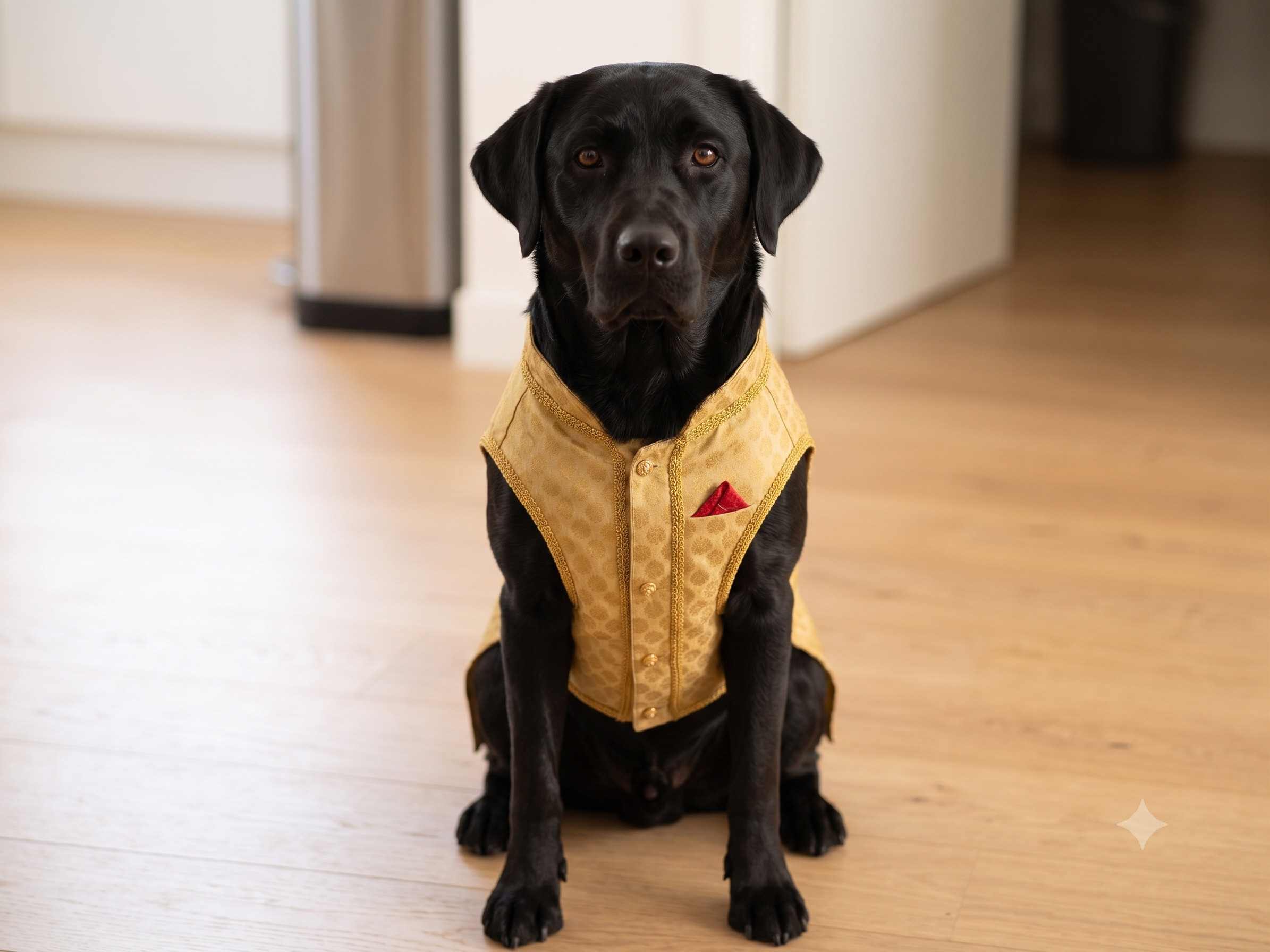 Majestic Paws Gold Royal Vest for Male Dogs - Red Pocket Square Edition_129