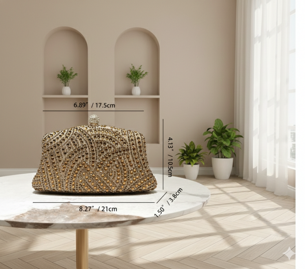 Bronze Shimmer Rhinestone Clutch_071