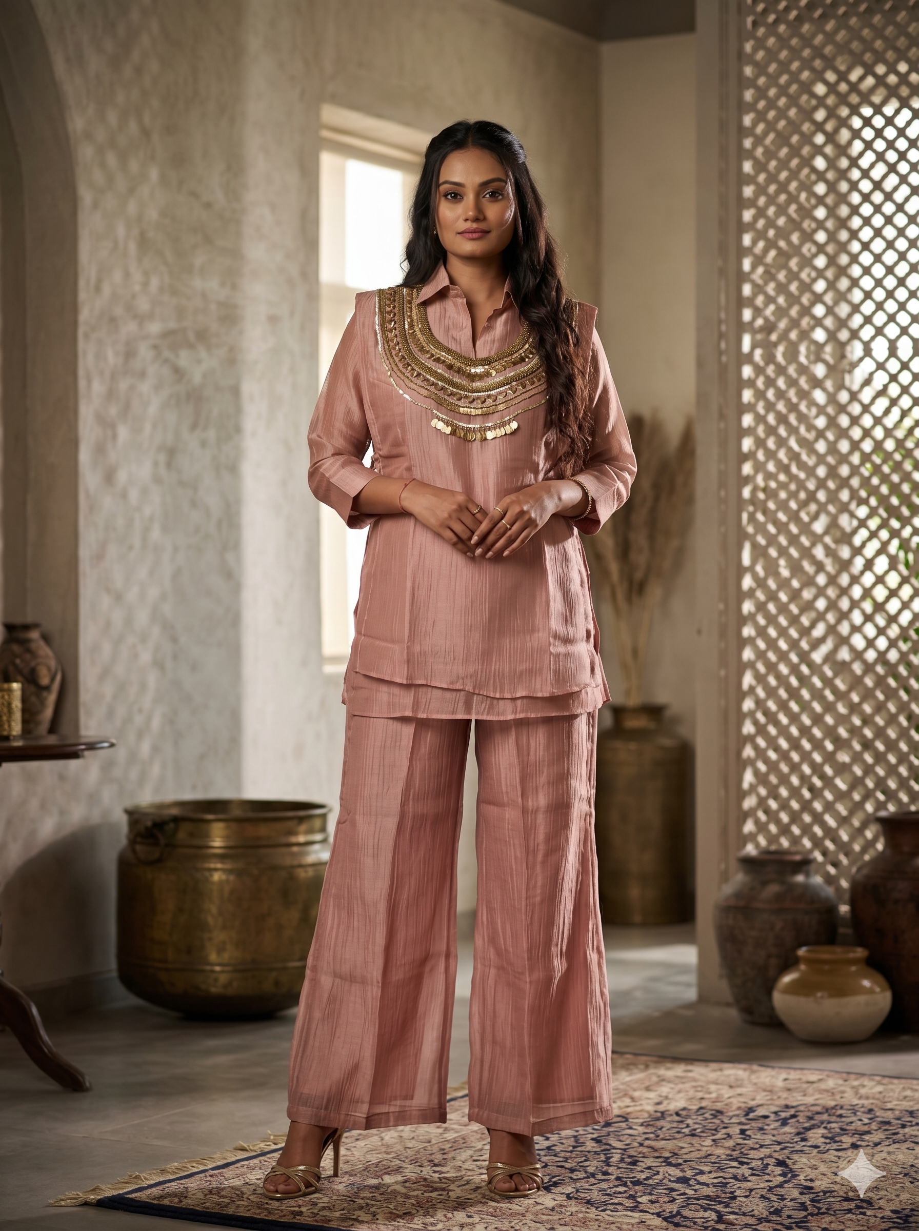 Rose Gold Shimmer Tissue Co-ord set_111