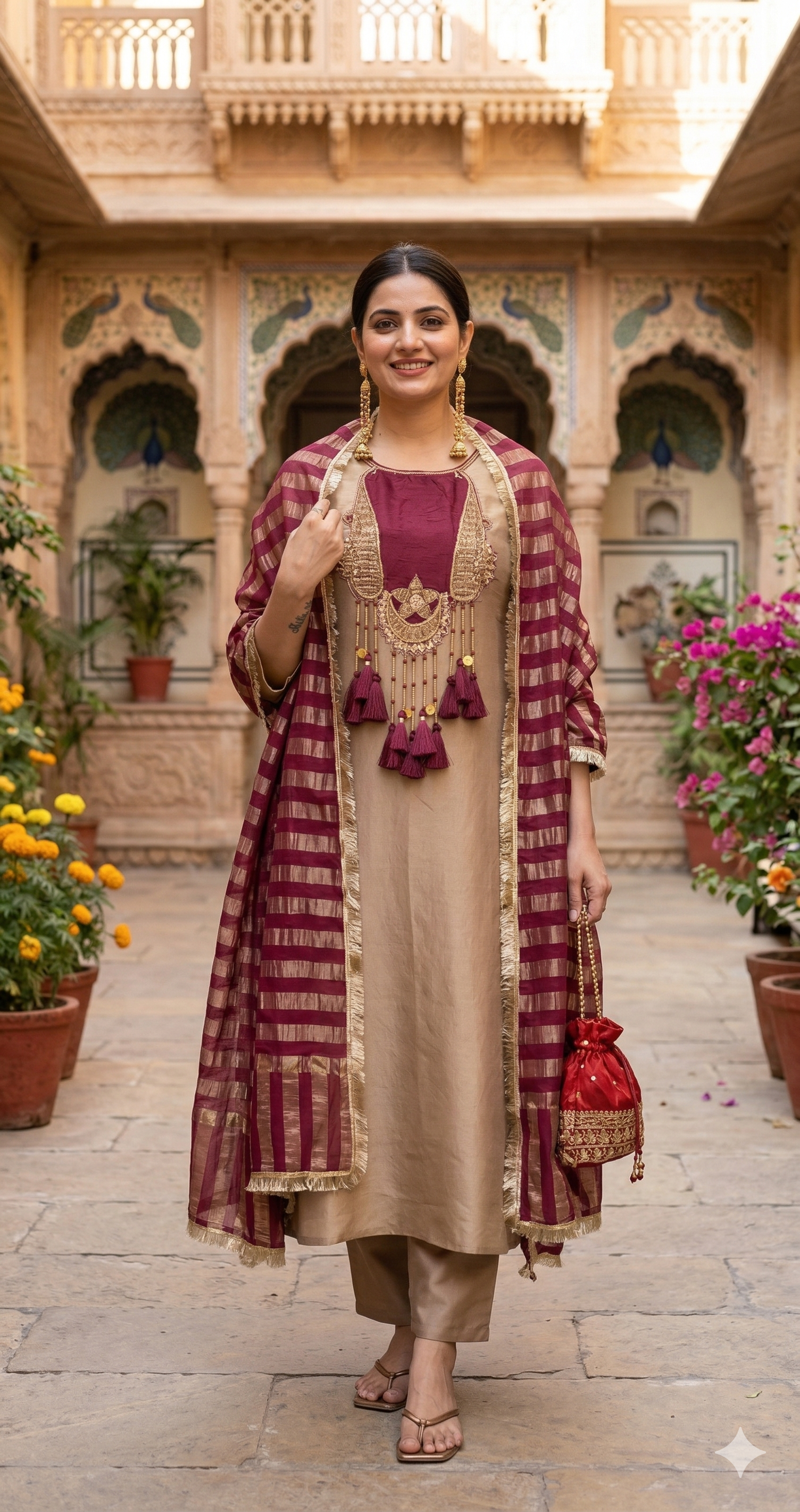 Iconic Jhumka Maroon Suit _090