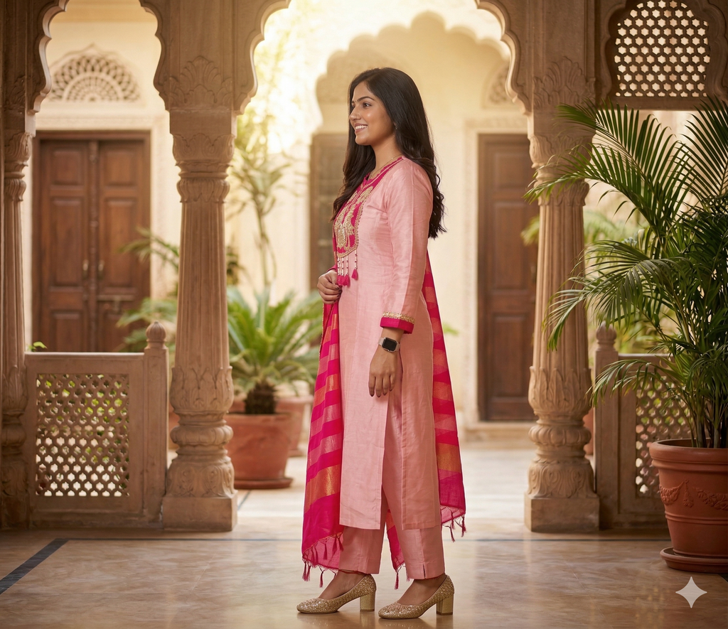 Premium Glass Tissue Pink Suit _089