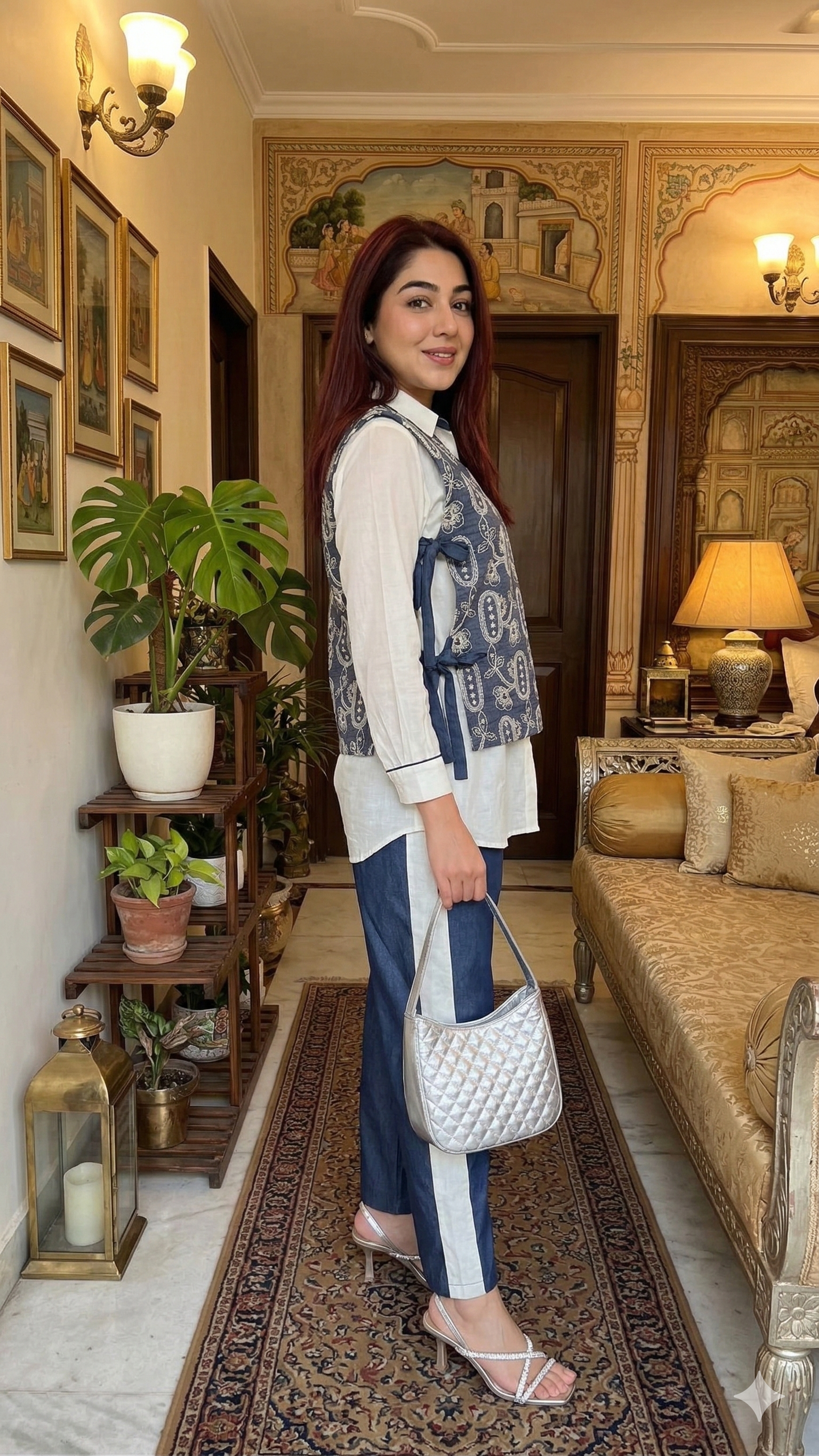 Denim cotton co-ord set with Blue jacket_074