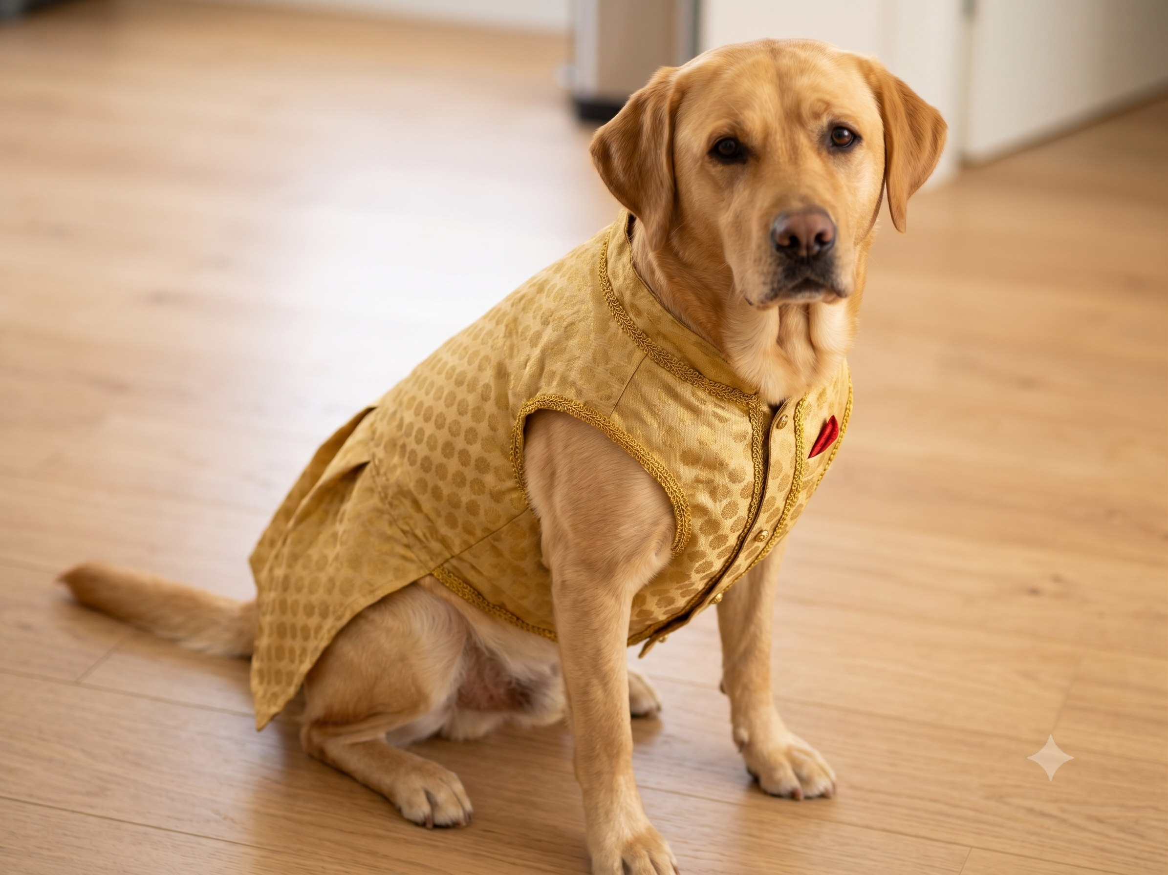 Majestic Paws Gold Royal Vest for Male Dogs - Red Pocket Square Edition_129