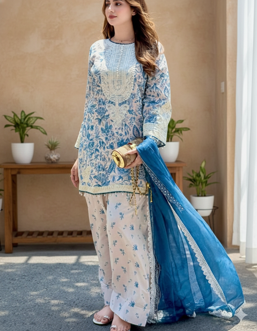 Blue Stylish Farshi Palazzo Set_048