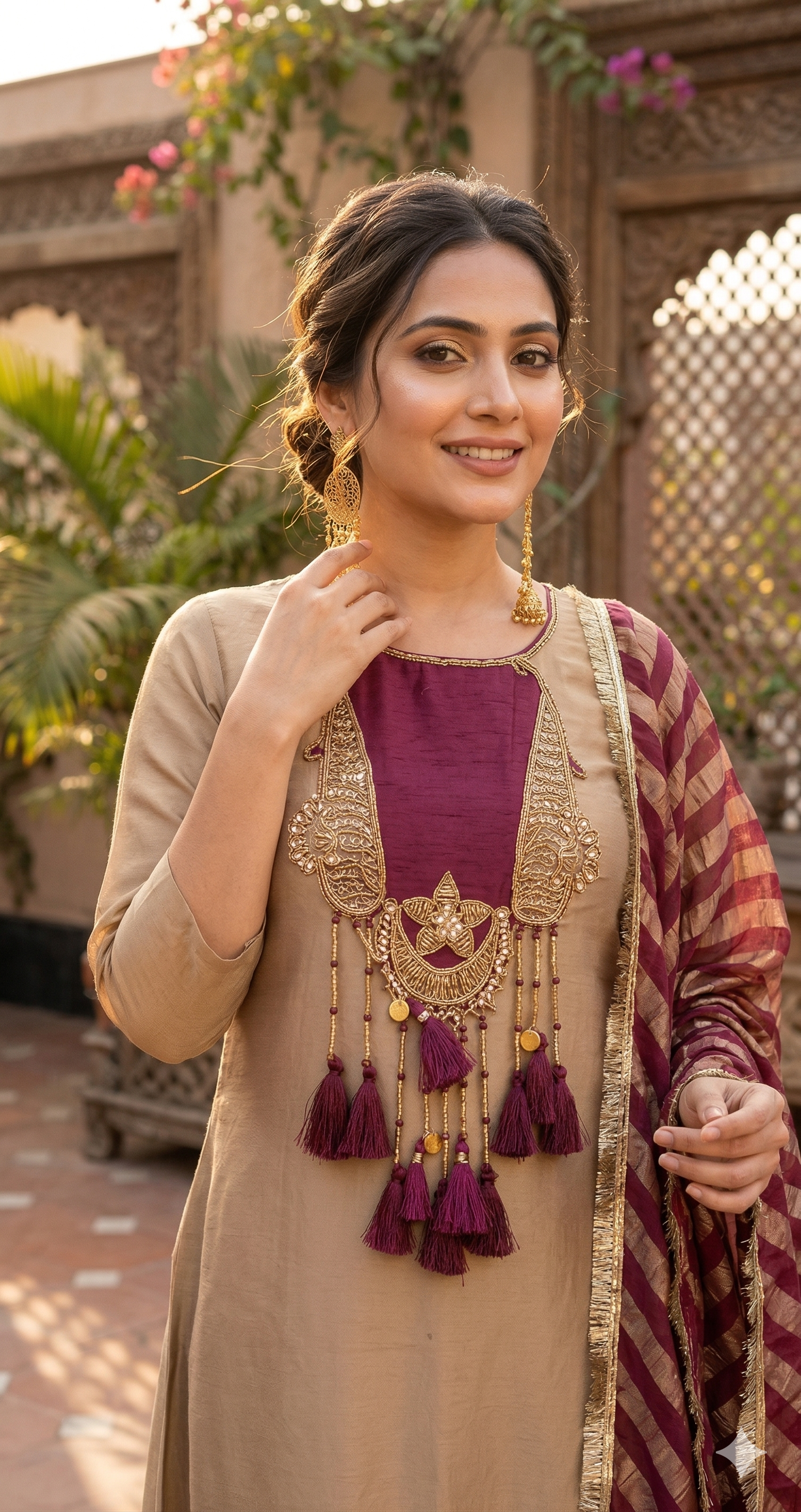 Iconic Jhumka Maroon Suit _090