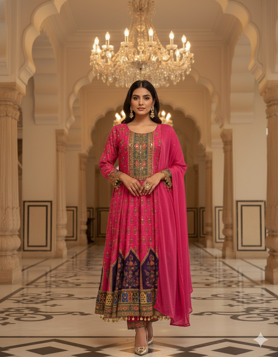 Pink Chinon Dress_008