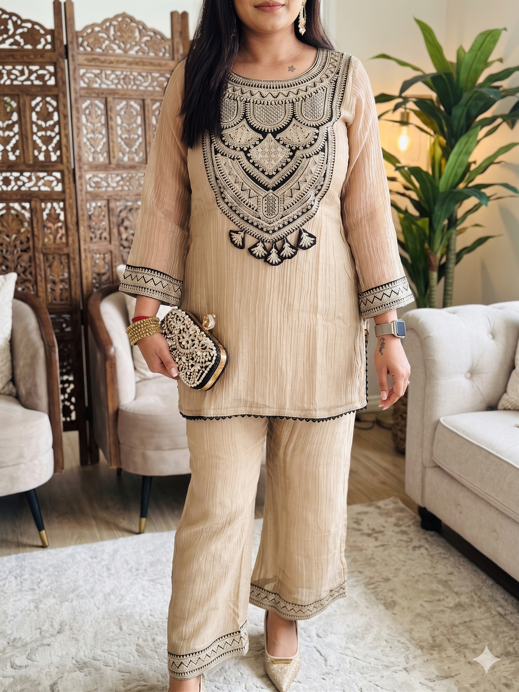 Grey Silk Co ord Set_097