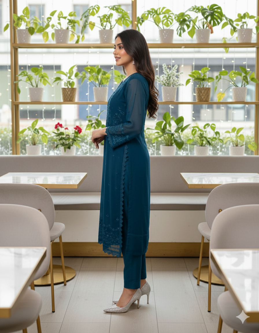 Blue Georgette Dress_006