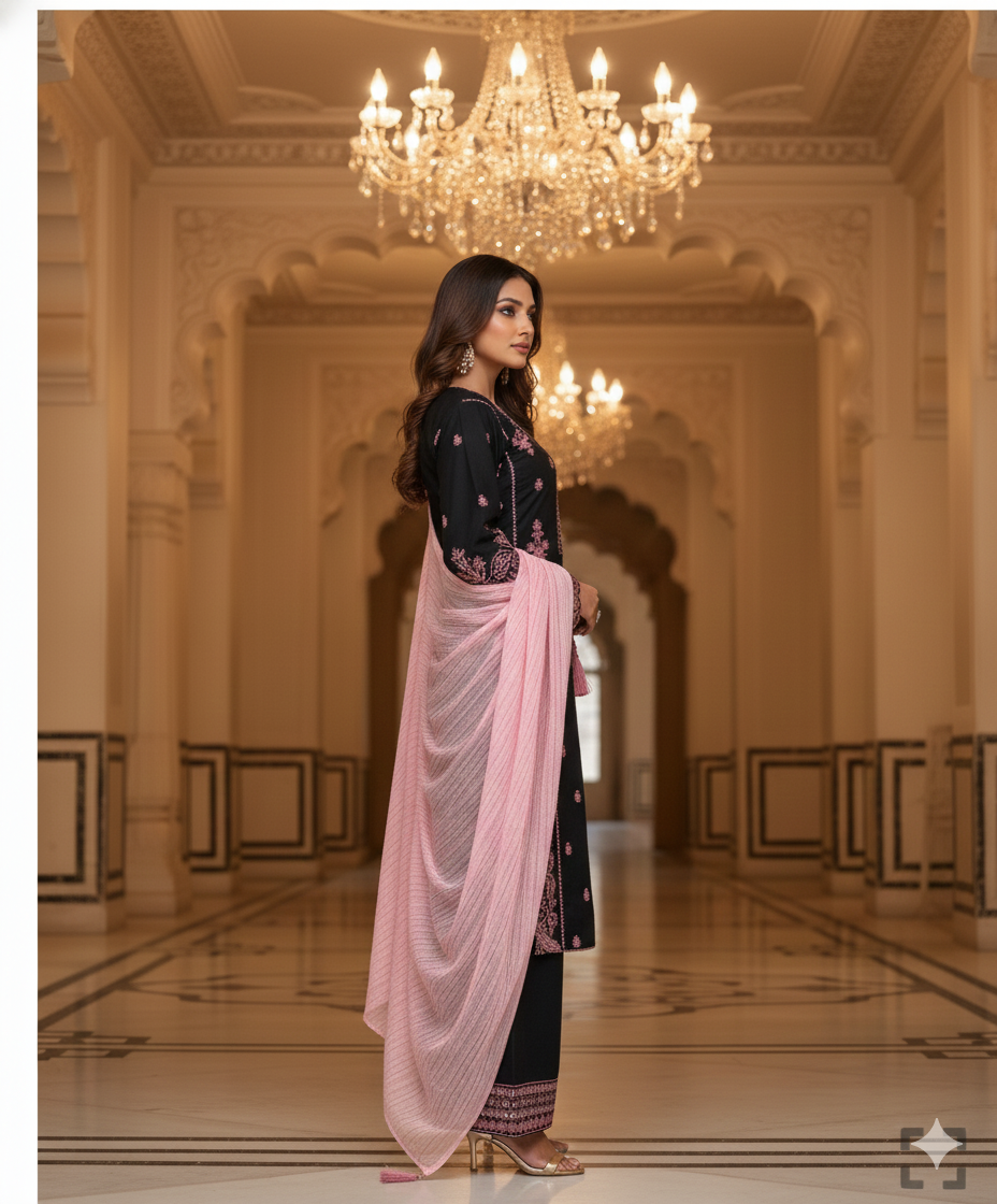 Black and Pink Palazzo Set_019