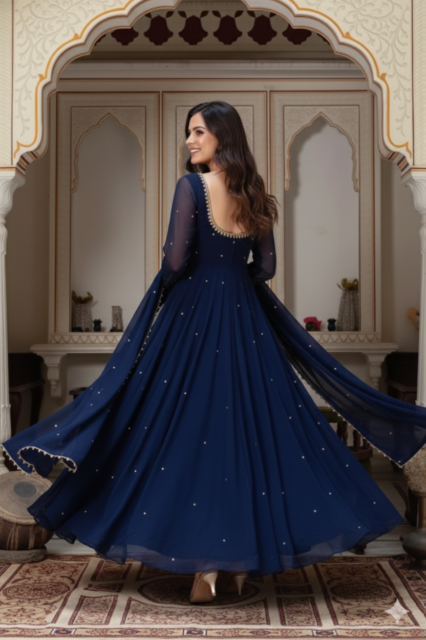 Navy Blue Gown set_016