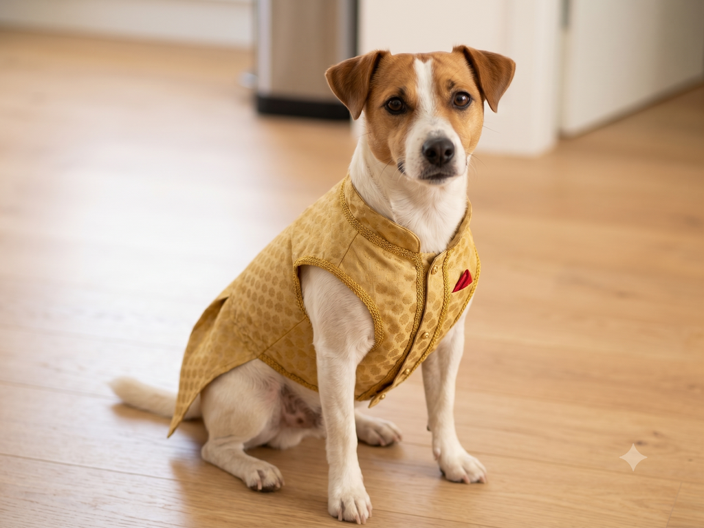 Majestic Paws Gold Royal Vest for Male Dogs - Red Pocket Square Edition_129
