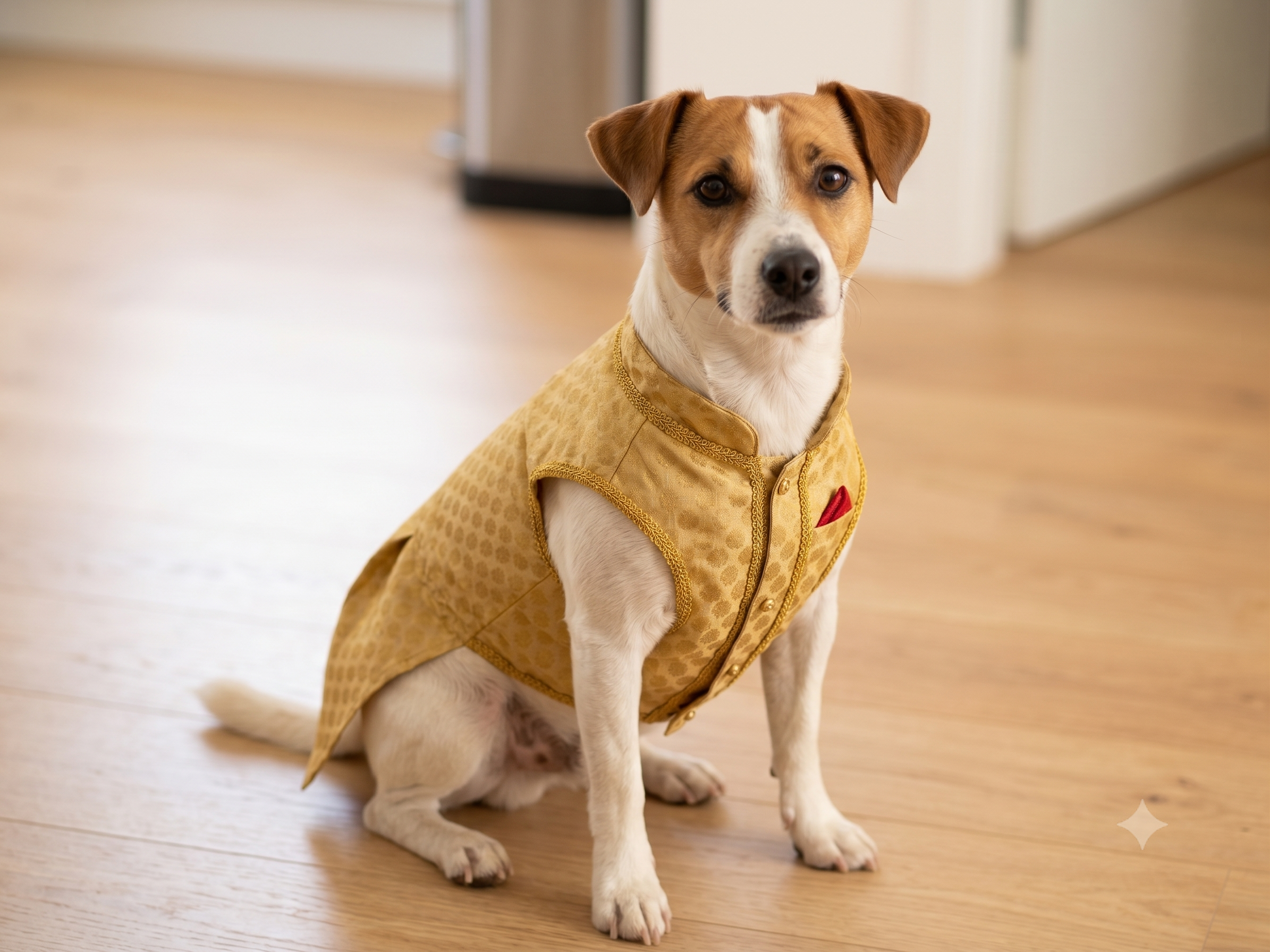 Majestic Paws Gold Royal Vest for Male Dogs - Red Pocket Square Edition_129