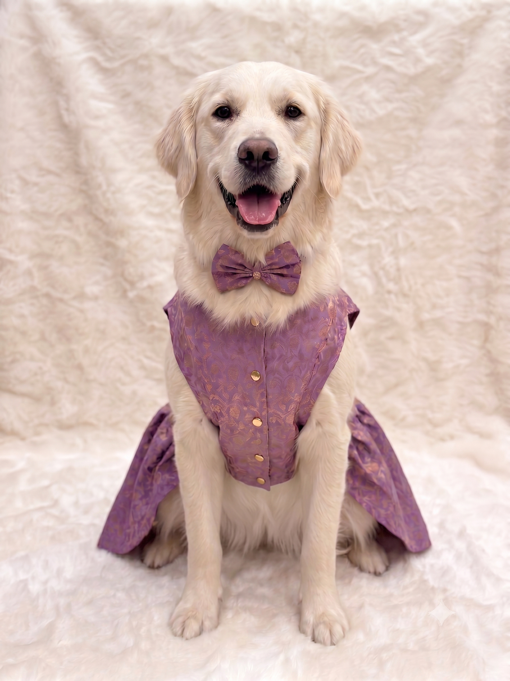 Royal Paws Purple Majesty Dress for Female Dogs - Gold Brocade Edition_130