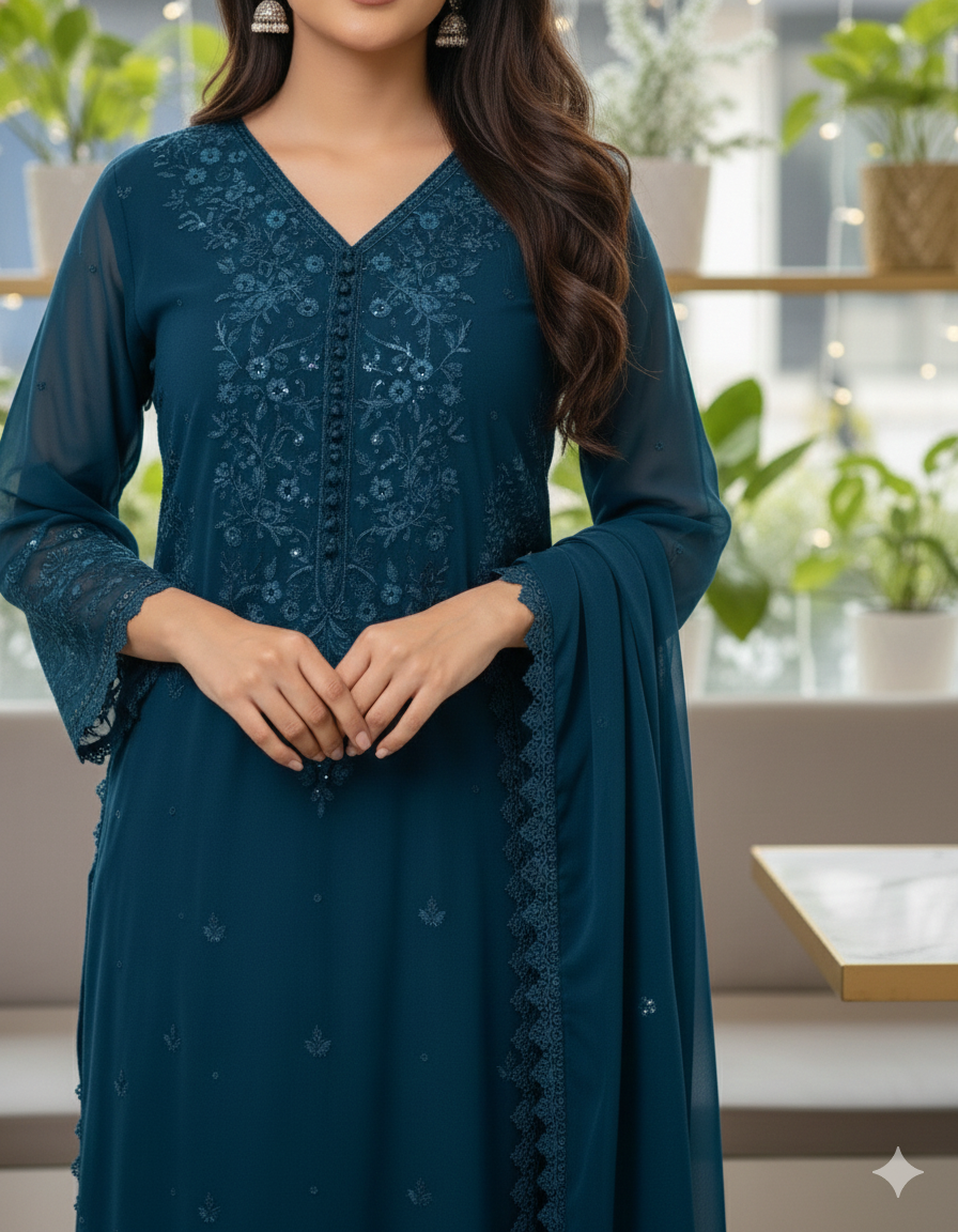 Blue Georgette Dress_006