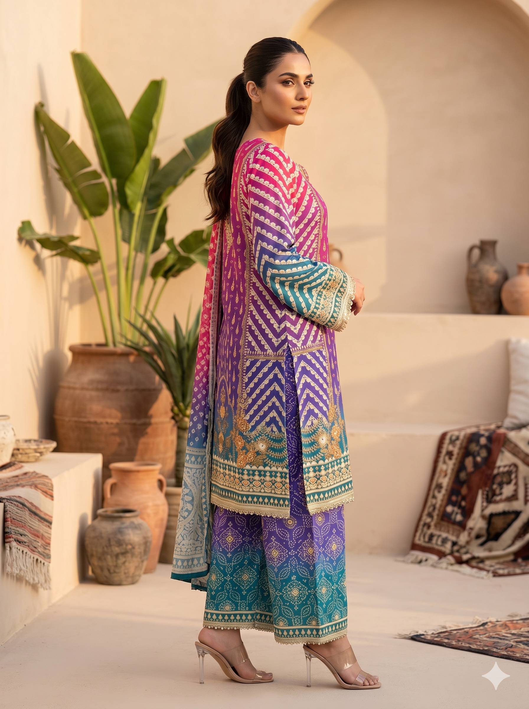 Crepe printed suit set_107