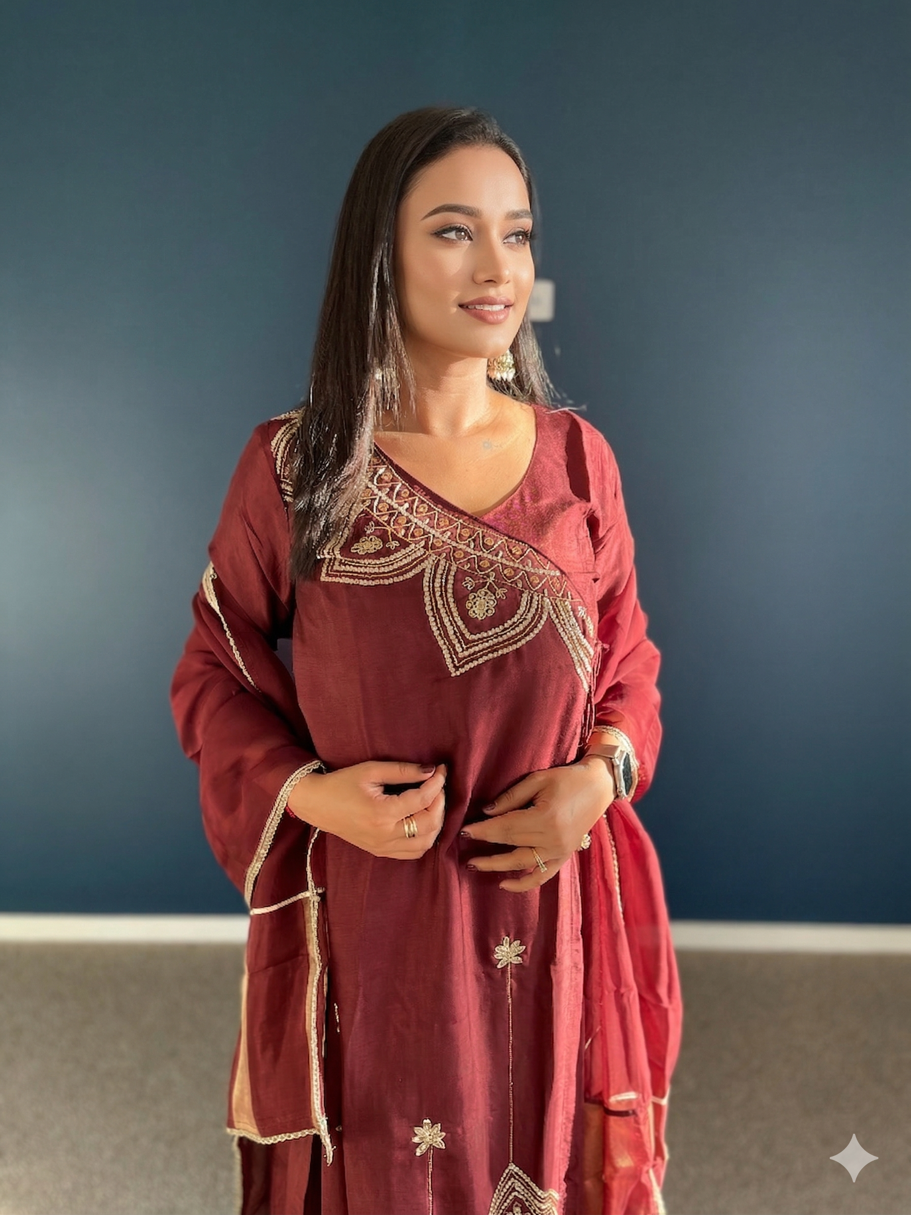 Maroon Angrakha Zardozi Suit_087