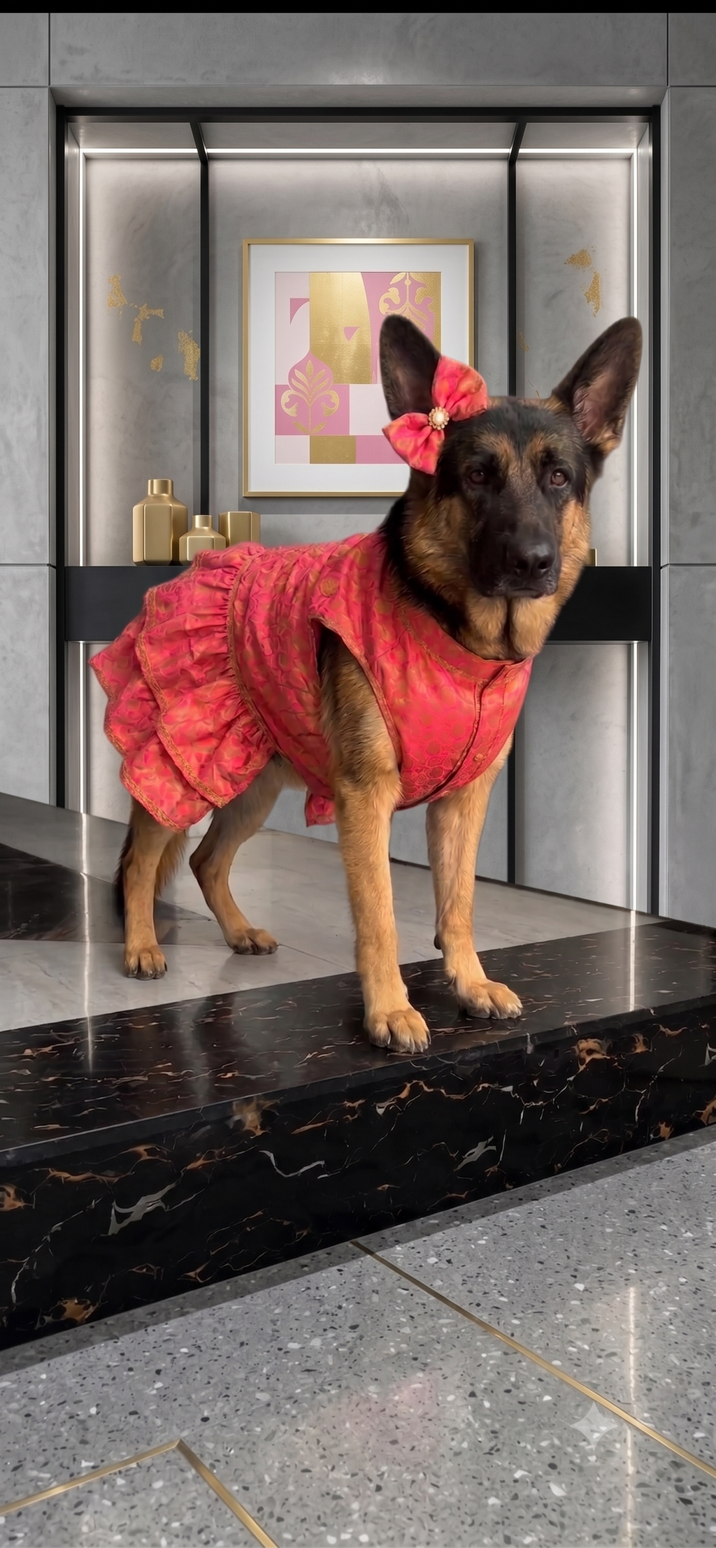 Royal Paws Peach Princess Gown for Female Dogs - Pearl Bow Edition_131