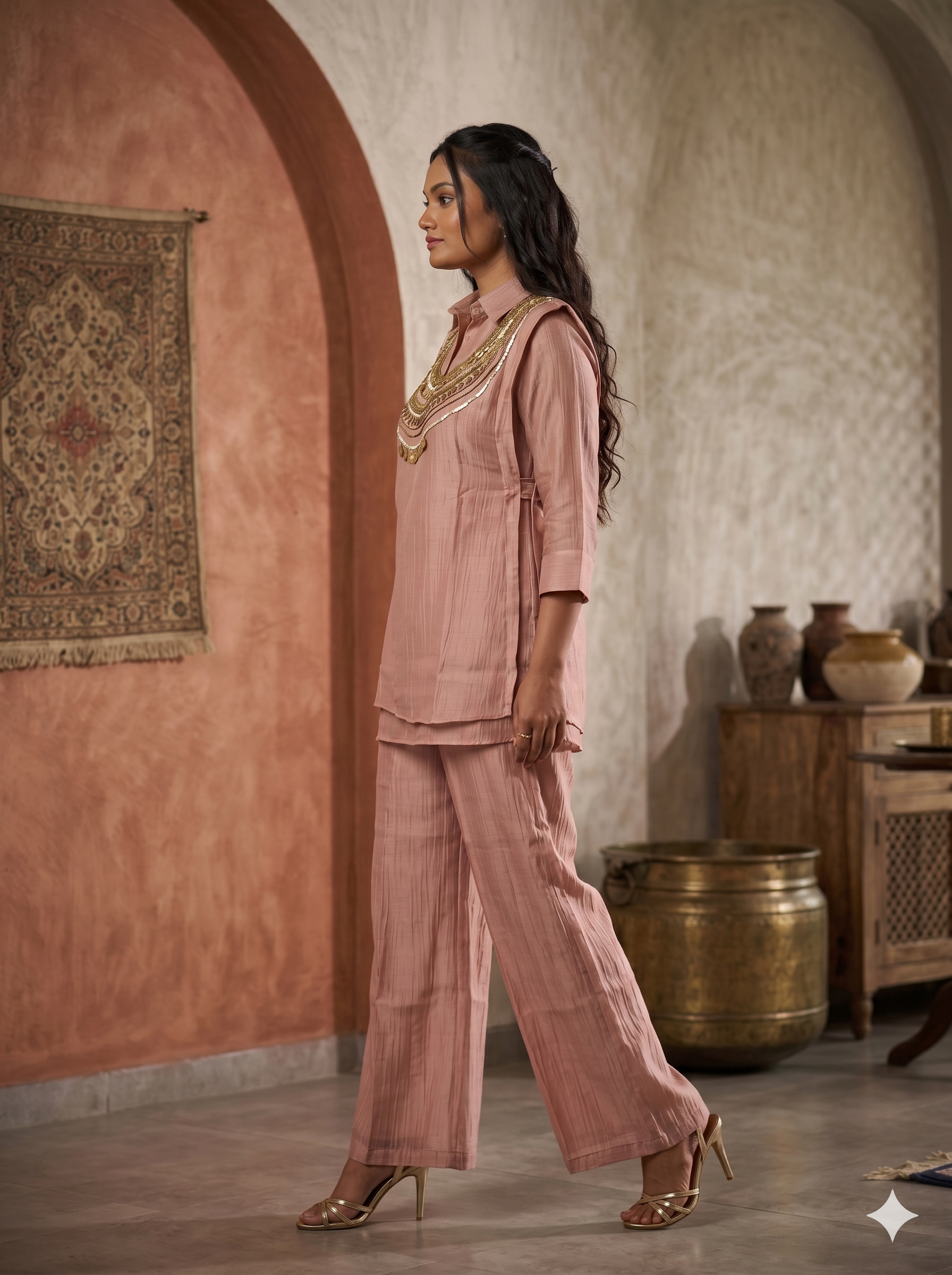 Rose Gold Shimmer Tissue Co-ord set_111