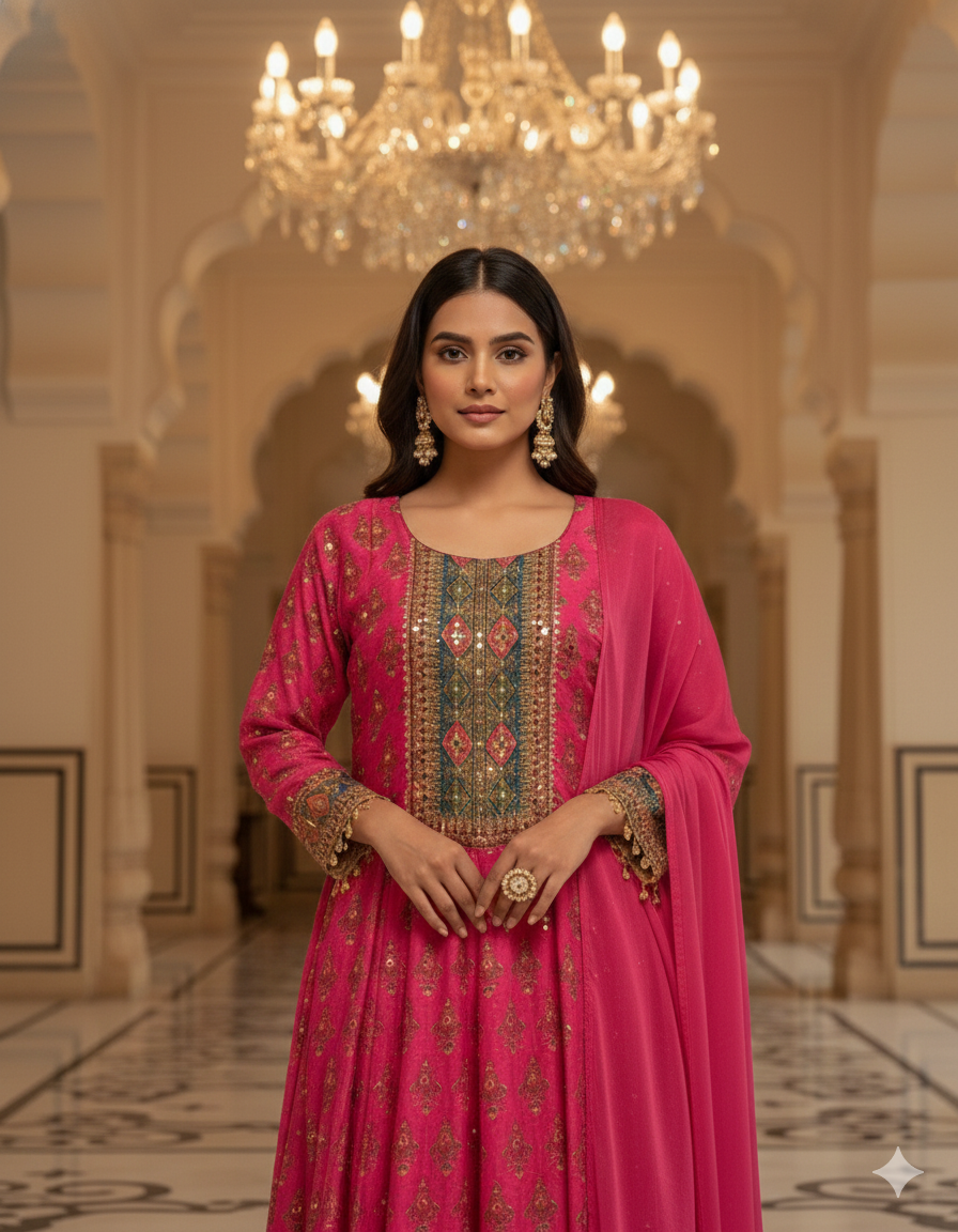 Pink Chinon Dress_008