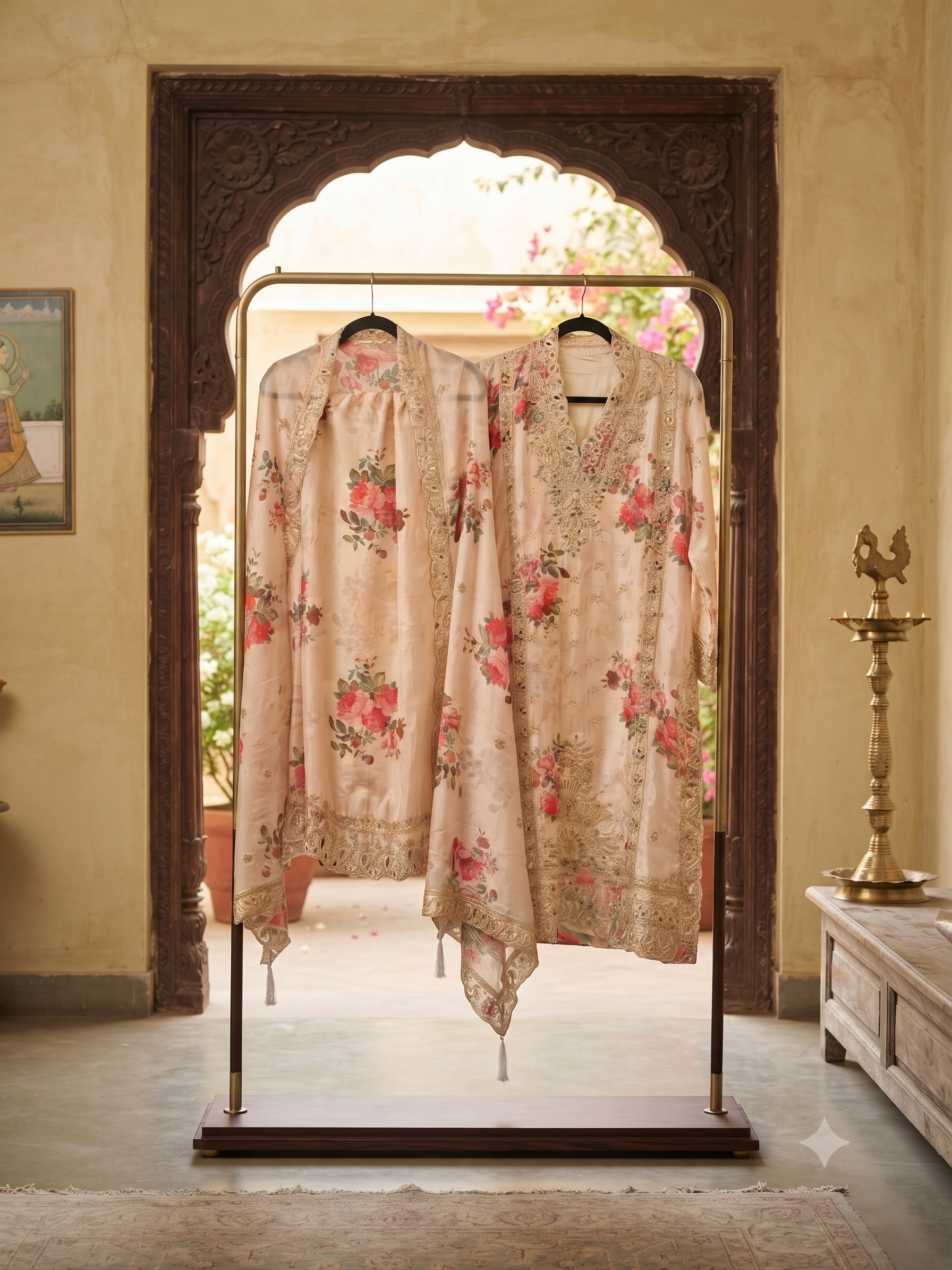 White and Pink Pure Crepe Embroidered 3PC Set_123