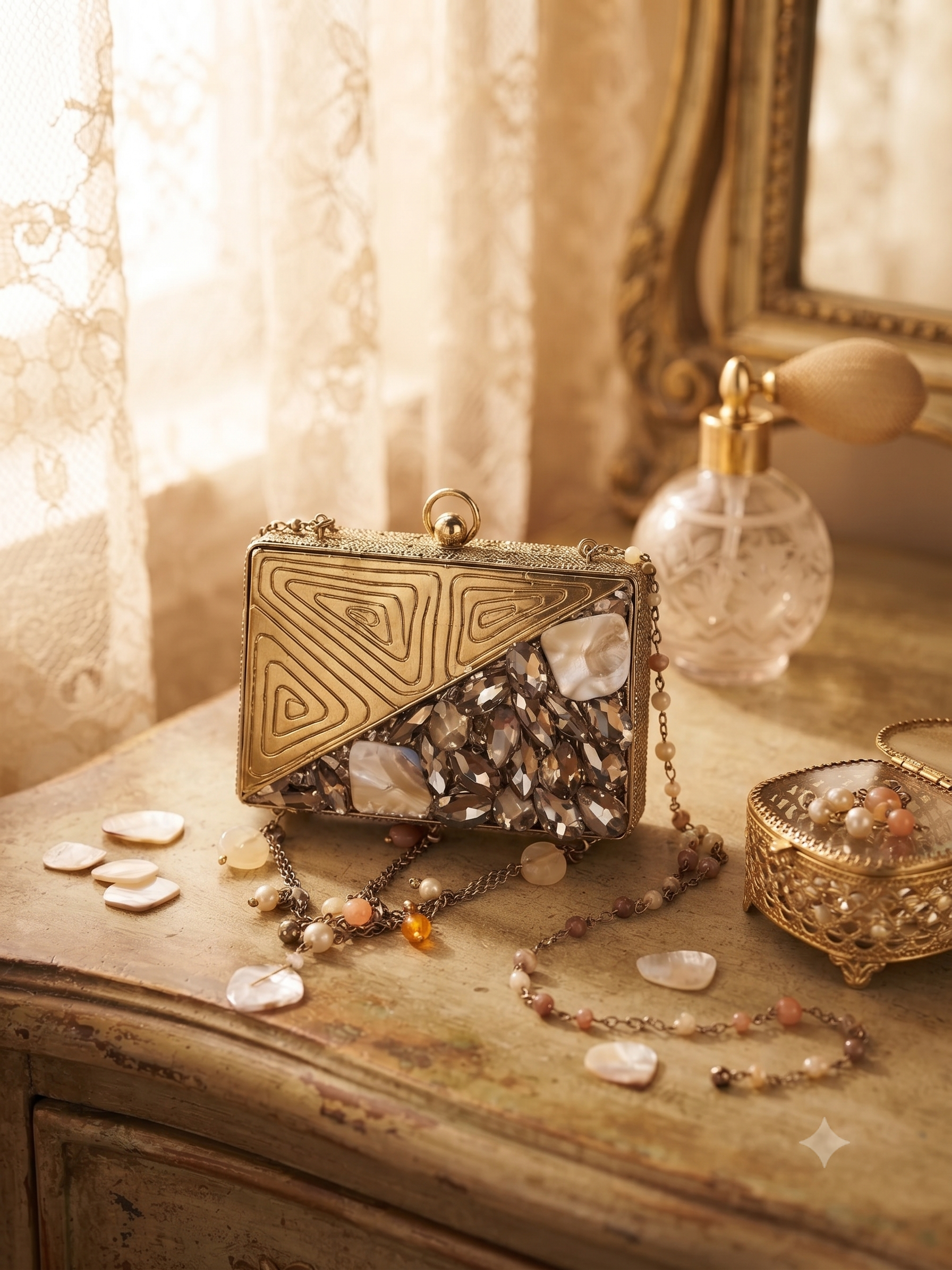 Golden Reverie Vanity Charm Clutch_136