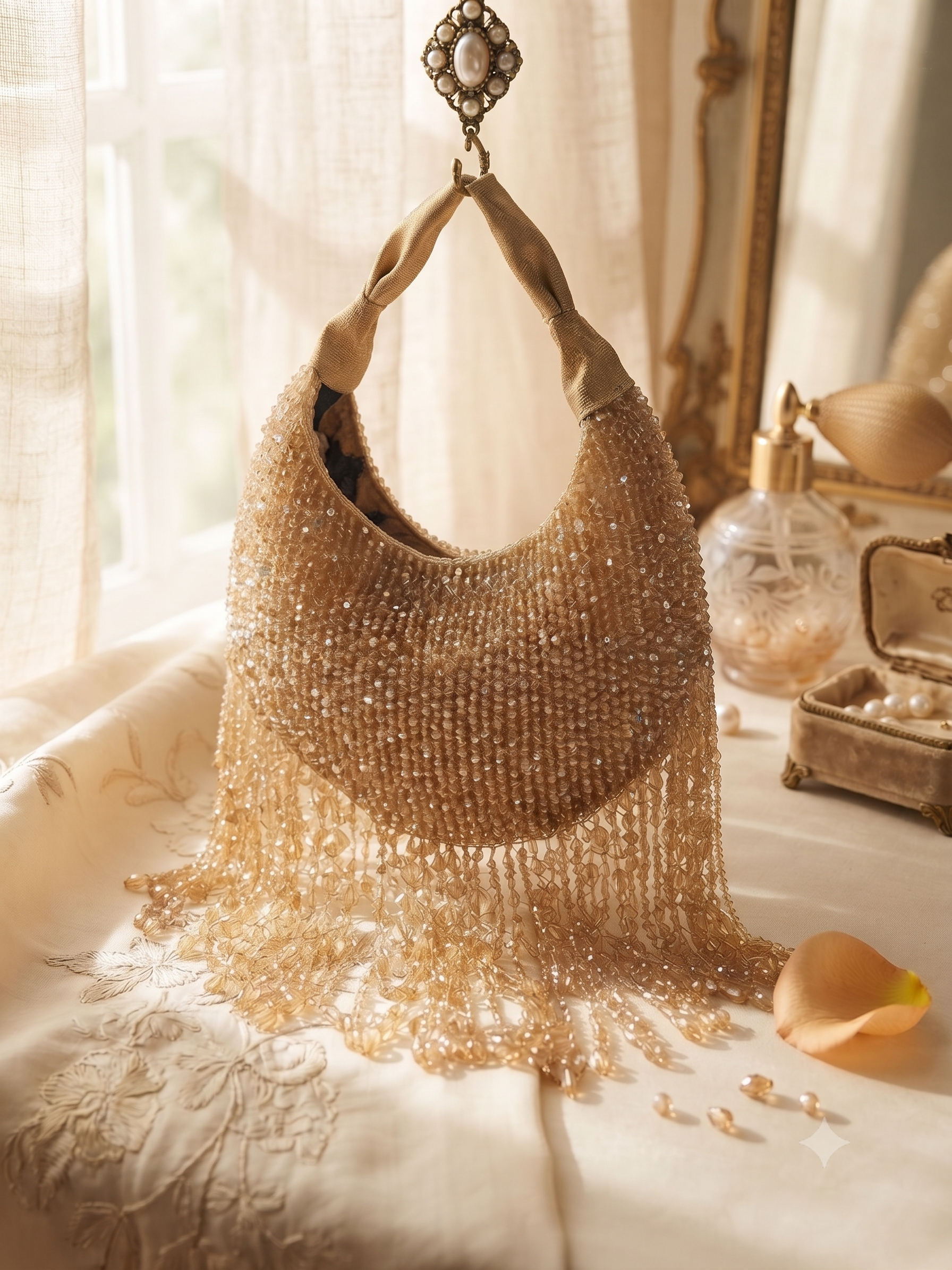Golden Serenade Beaded Fringe Purse_137