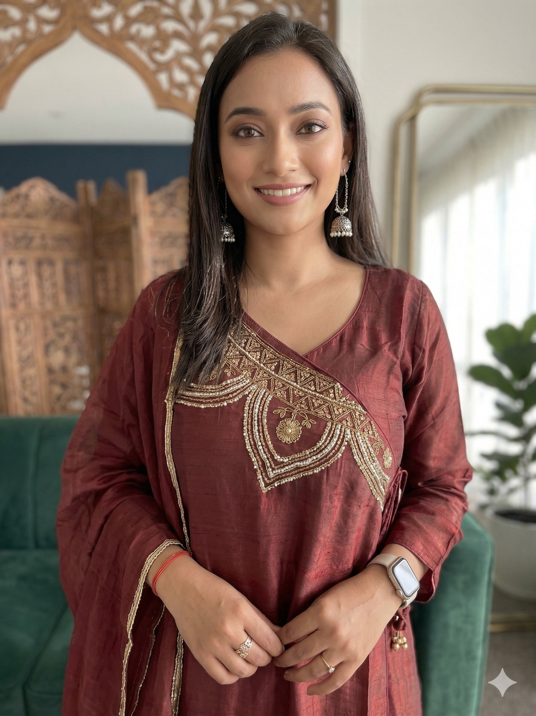 Maroon Angrakha Zardozi Suit_087