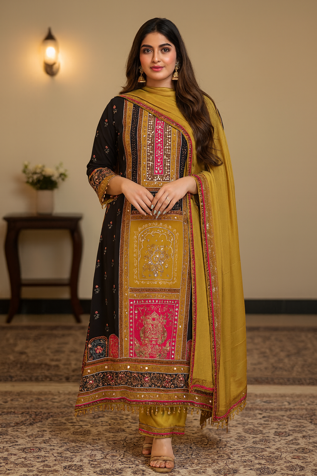 Black and Yellow Cotton Dress_037