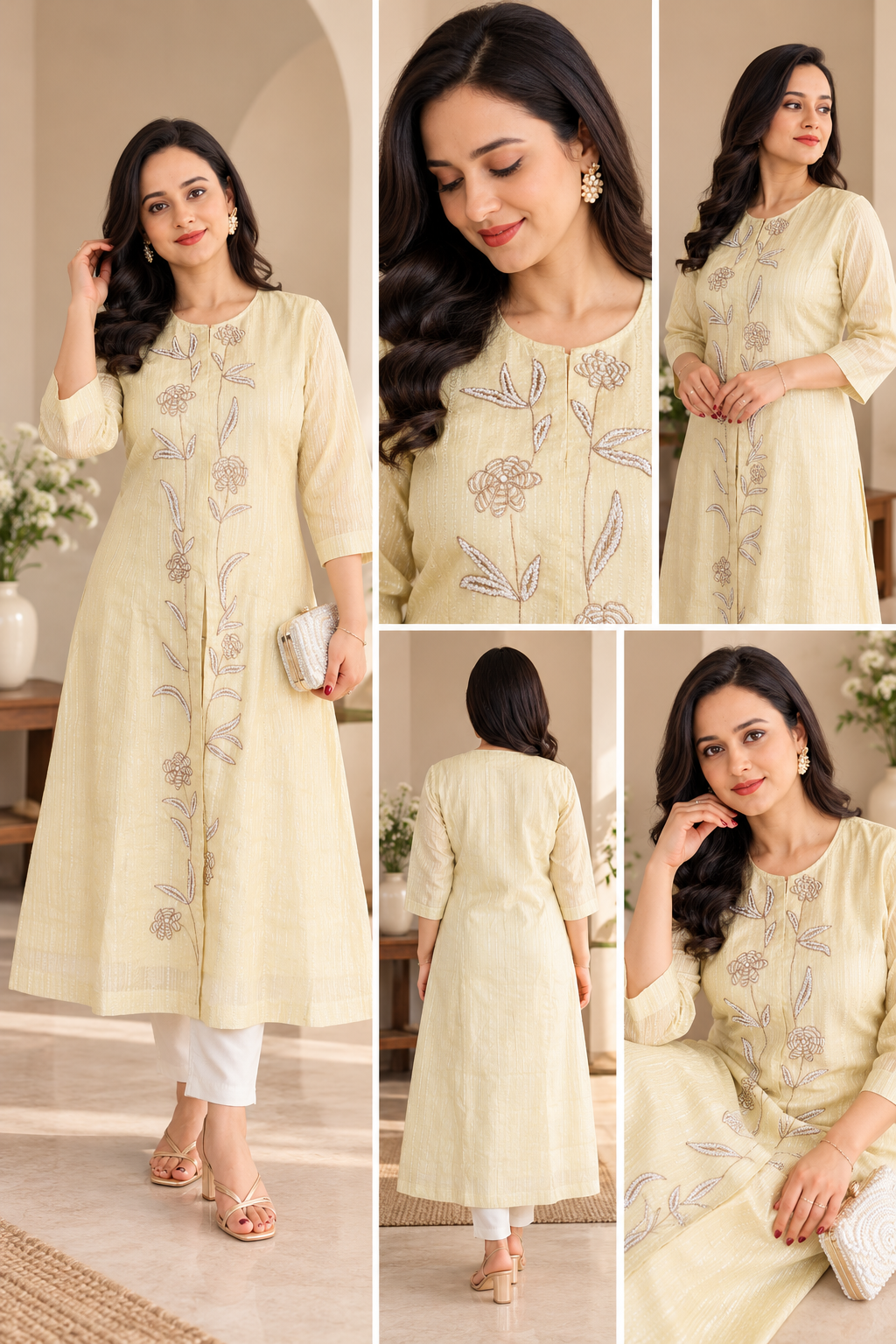 Golden Salsa Crush Tissue Embroidered 2 PC Jacket Set _174