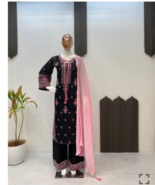 Black and Pink Palazzo Set_019