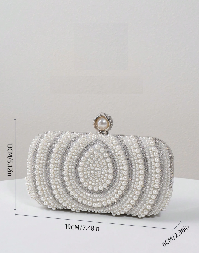 Silver and White Pearl‑Embellished Party Clutch_078