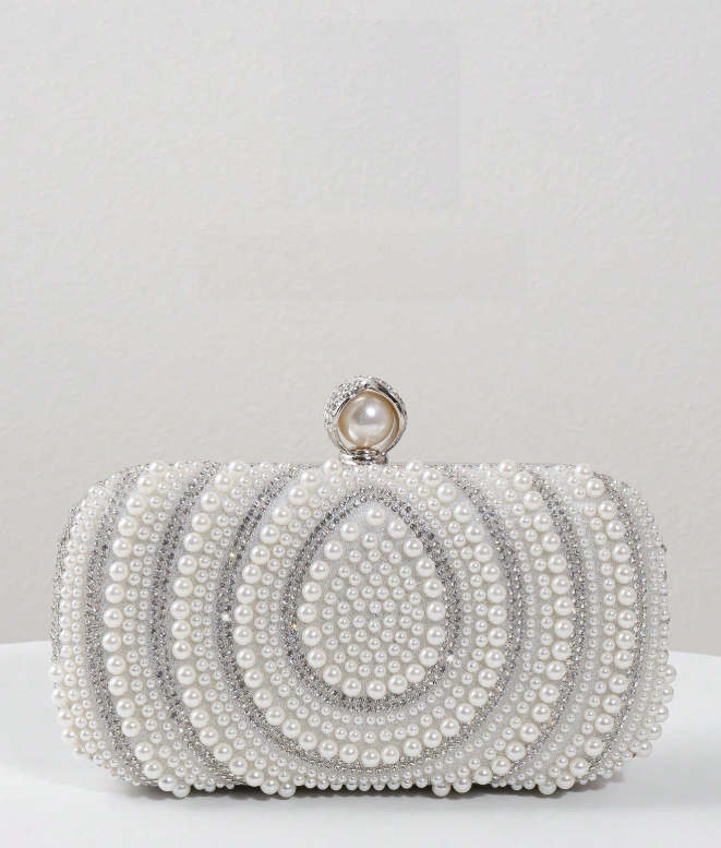 Silver and White Pearl‑Embellished Party Clutch_078