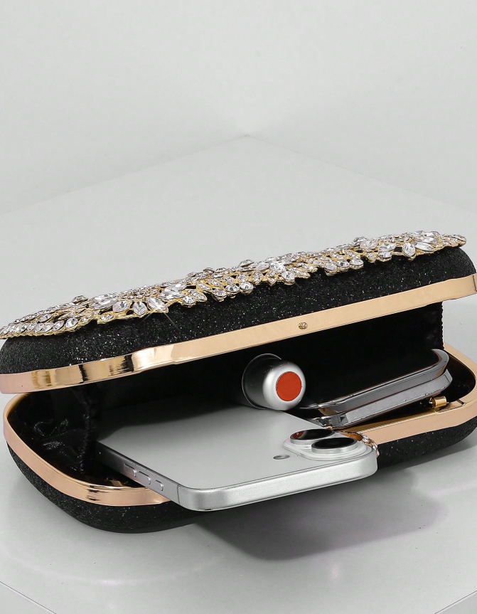 Black and Golden Rhinestone Party Clutch_079