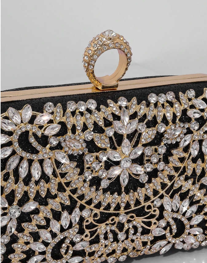 Black and Golden Rhinestone Party Clutch_079