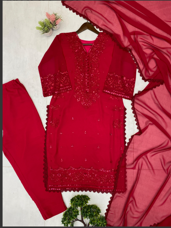 Red Georgette Dress_005