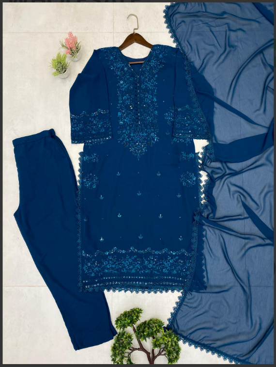 Blue Georgette Dress_006