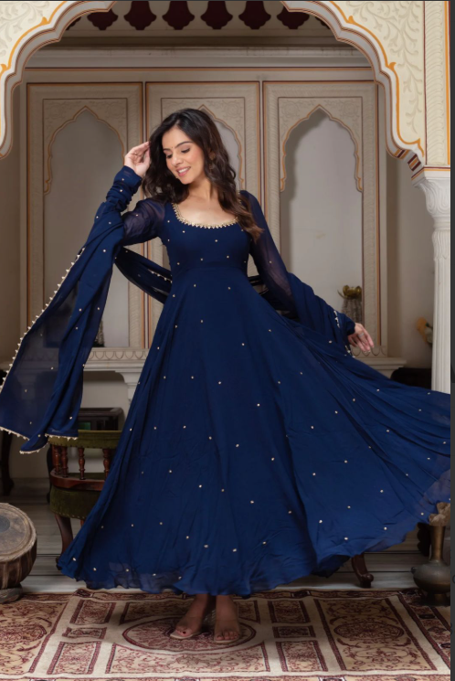 Navy Blue Gown set_016