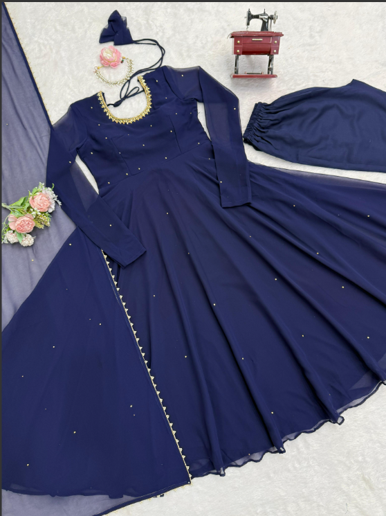Navy Blue Gown set_016