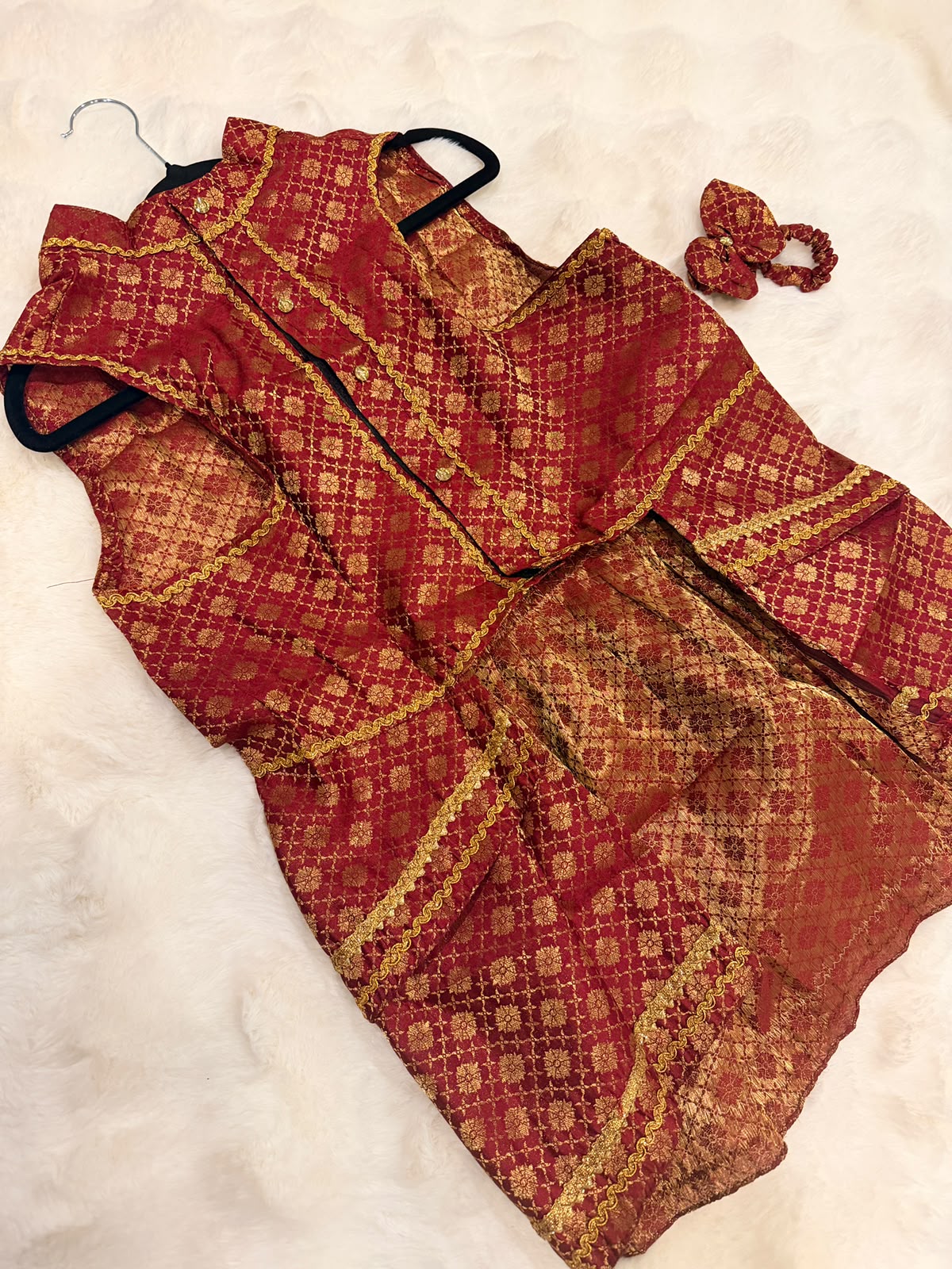 Maroon & Gold- Royal Paws Festive Dress for Female Dogs_127