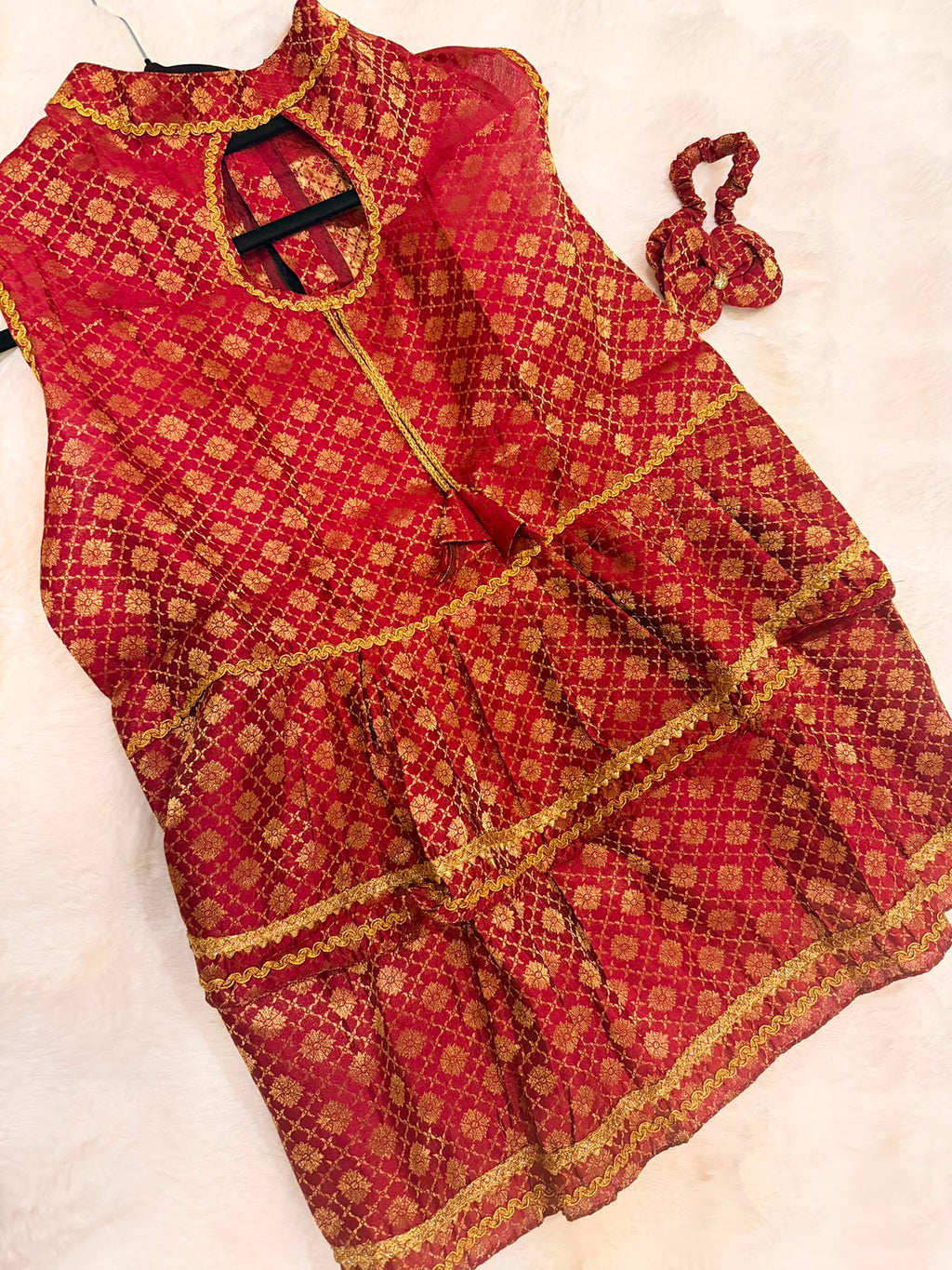 Maroon & Gold- Royal Paws Festive Dress for Female Dogs_127