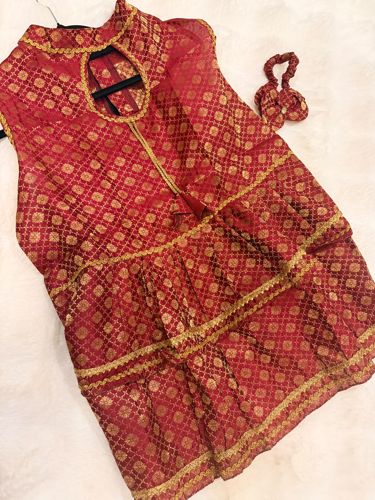 Maroon & Gold- Royal Paws Festive Dress for Female Dogs_127
