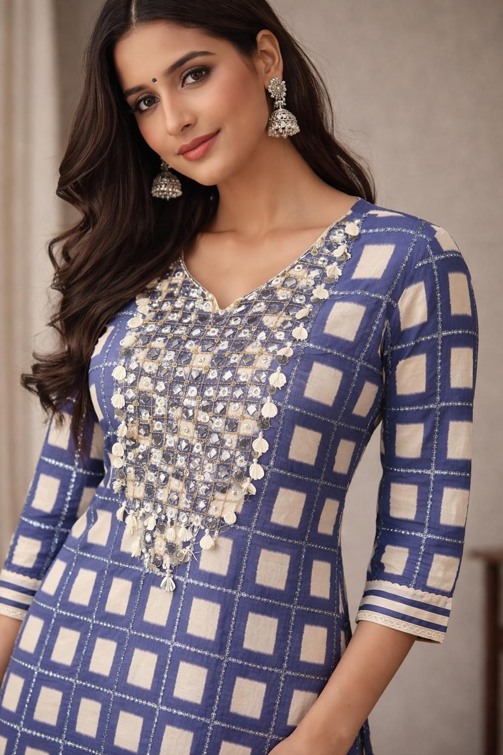 Blue and white elegant Co‑Ord Set _083