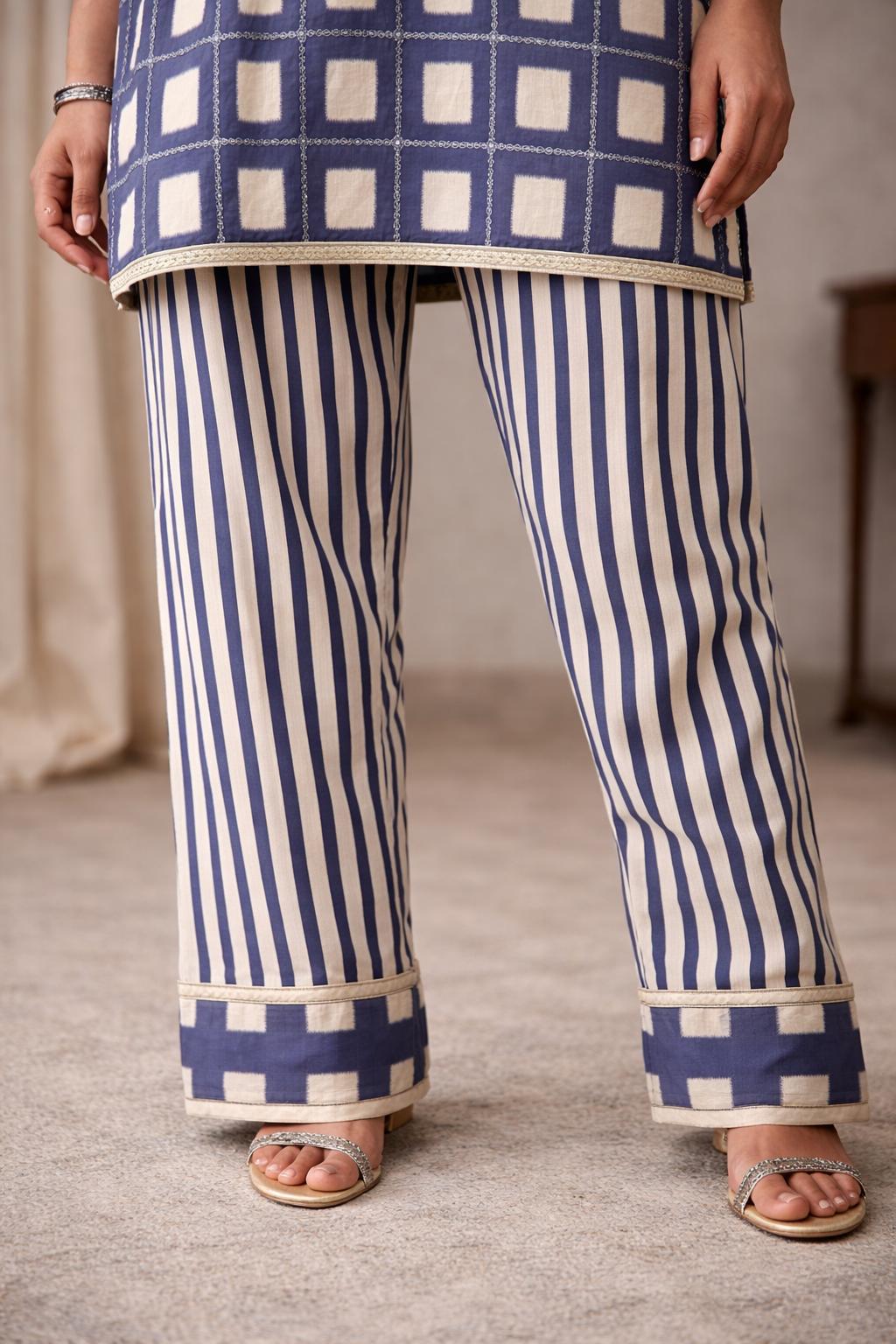 Blue and white elegant Co‑Ord Set _083